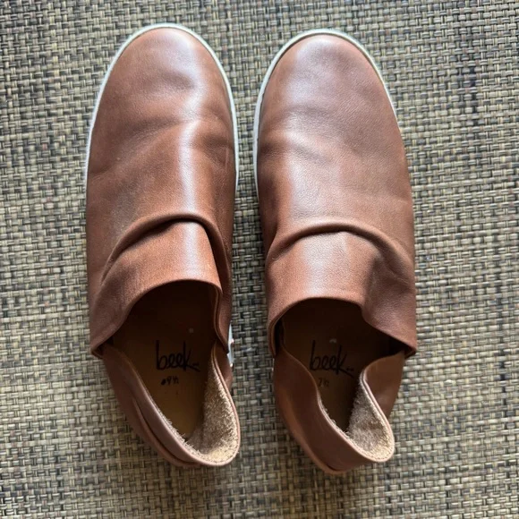 beek Jay Brown Leather Slip-On Sneakers size 7.5 - Picture 2 of 8